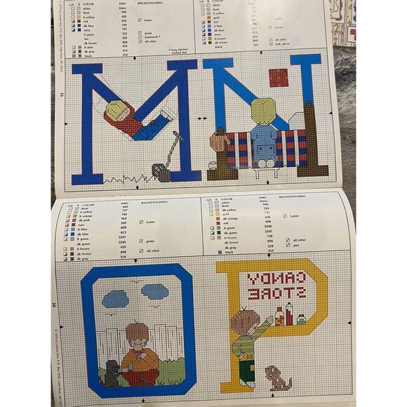 Lot of 3 Counted Cross Stitch Pattern Leaflets Kids Teddy Bears Jungle Vintage - Picture 5 of 8